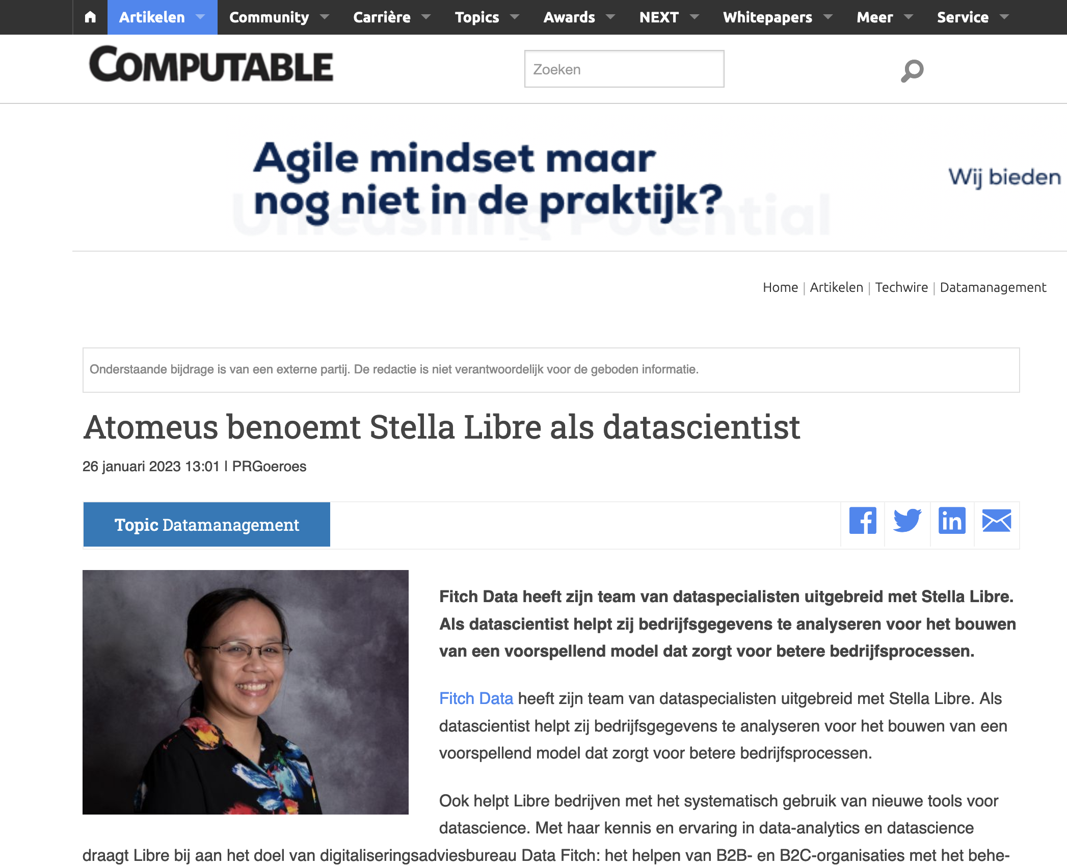 Atomeus benoemt Stella Libre als datascientist